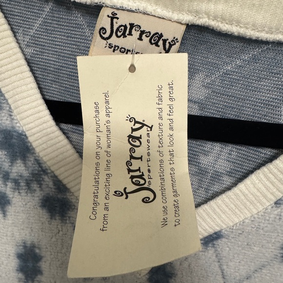 NWT Vintage Jarray Blue and Cream Patterned V-Neck Sweater Size XXL - Picture 2 of 5